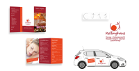 Flyer, Logo, Leitsystem und Fahrzeugbeschriftung der Firma Kellinghaus in Ibbenbüren, die Massagen und Therapiedienstleistungen anbietet.