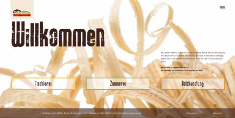 Startseite der neuen Webseite von Holz Bringemeier mit ungewöhnlicher Menüführung, entwickelt von der Wrocklage Werbewerkstatt