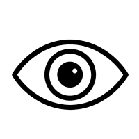 Schwarzes Auge-Symbol als Icon für Sichtbarkeit oder Ansicht auf transparentem Hintergrund