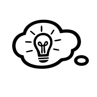 Icon einer Glühbirne in Denkblase – Symbol für Idee, Kreativität und Innovation Grafisches Symbol mit Glühbirne in einer Denkblase, steht für kreative Ideen, Konzepte und Innovationskraft