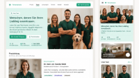 Website Mockup einer Tierarztpraxis mit Teamvorstellung und Tierärzten auf Desktop und Smartphone