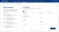 Website Mockup einer Gemeinde mit Online Formularen und digitaler Ummeldung auf Desktop Ansicht