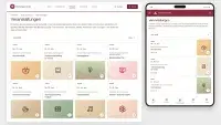 Website Mockup einer Kirchengemeinde mit Veranstaltungsübersicht und Eventkalender auf Desktop und Smartphone