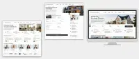 Website Mockup eines Immobilienmaklers mit Immobiliensuche, Kontaktanfrage und Kundenbewertungen