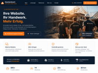 Website Mockup für Handwerksbetrieb mit Bewertungen, Auszeichnungen und Vertrauensaufbau auf Desktop Ansicht