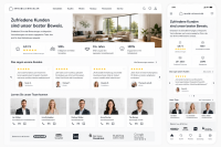 Website Mockup mit Kundenbewertungen, Referenzen und Teamvorstellung eines Immobilienmaklers auf Desktop und Smartphone