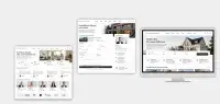 Website Mockup eines Immobilienmaklers mit Immobiliensuche, Kontaktanfrage und Kundenbewertungen
