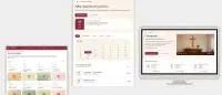 Website Mockup einer Kirchengemeinde mit Veranstaltungen, Kalender und Livestream auf verschiedenen Geräten