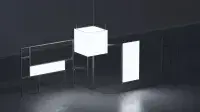Cornect Messestand mit modularen Leuchtflächen Modularer Messestand von Cornect mit integrierten Leuchtwänden und abgehängtem Leuchtkubus