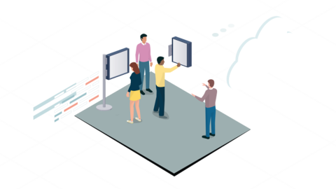 Digital Signage Cloud Lösungen für moderne Kommunikation Illustration Digital Signage mit Cloud-Integration und vernetzten Displays