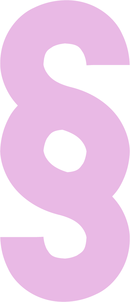 Großes, pinkes Paragraphenzeichen, Symbol für Recht oder Gesetz.