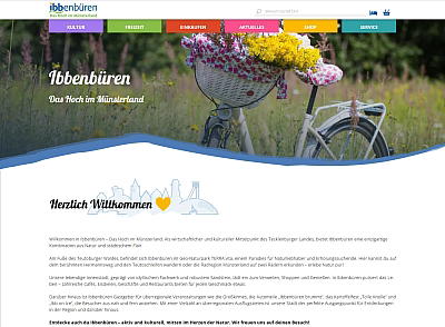 Screenshot der neuen Startseite des Stadtmarketing Ibbenbüren