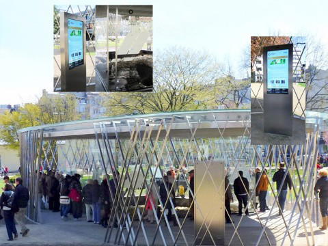 Digital Signage Outdoor Stele in Aachen im Einsatz Outdoor Stele für Digital Signage in Aachen mit Infodisplay im öffentlichen Raum