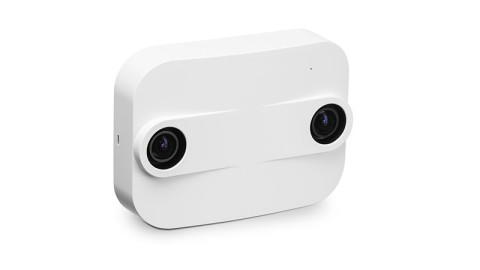 Xovis 3D Personenzähler Elektronisches Gerät mit zwei Kameralinsen zur Personenzählung.