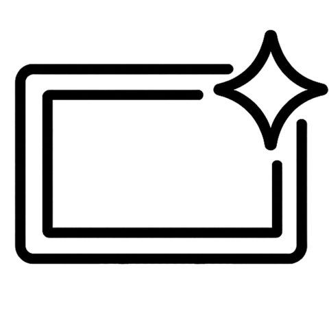 Saubere Optik und professionelles Design Icon für saubere Optik und professionelles Design – stilisierter Fernseher/Monitor mit Glanzeffekt, minimalistisches Vektordesign auf transparentem Hintergrund.