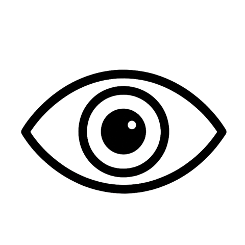 Icon Auge für Sichtbarkeit und Aufmerksamkeit Schwarzes Auge-Symbol als Icon für Sichtbarkeit oder Ansicht auf transparentem Hintergrund