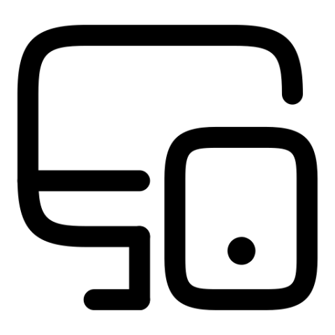 Monitor und Smartphone Icon - Symbol für Desktop und Mobile Schwarzweiß Icon mit Monitor und Smartphone als Symbil für Computer und mobile Geräte