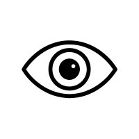 Schwarzes Auge-Symbol als Icon für Sichtbarkeit oder Ansicht auf transparentem Hintergrund