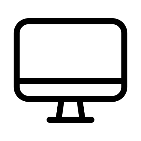 Monitor Icon – Symbol für Display, Bildschirm und digitale Medien Schwarzes Monitor-Symbol auf transparentem Hintergrund, Darstellung eines Computerbildschirms