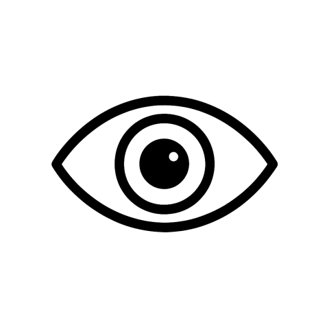 Icon Auge für Sichtbarkeit und Aufmerksamkeit Schwarzes Auge-Symbol als Icon für Sichtbarkeit oder Ansicht auf transparentem Hintergrund