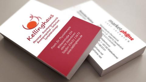 Zwei moderne Visitenkarten mit Kellinghaus-Logo, gestaltet und gedruckt von Wrocklage Werbewerkstatt in Ibbenbüren