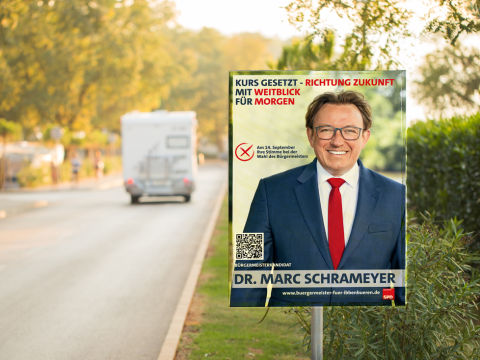 Wahlplakat mit Kandidatenmotiv – langlebiger Plakatdruck für Wahlkampagnen SPD