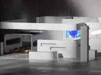 Großer modularer Messestand mit Cornect System 50 und moderner Architektur